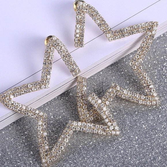 🎀14K Gold Plated Fashion Statement Big CZ Earrings, GPMB1482 - Picture 2 of 6